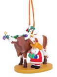 Resin Ornament - Santa and Longhorn
