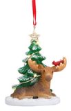 Light-Up Resin Ornament - Moose And Tree