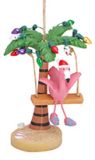Resin Ornament Flamingo On Swing In Palm Tree