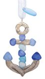 Resin Ornament - Driftwood and Sea Glass Anchor