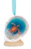 Resin Ornament - Shell Ocean Scene with Turtle